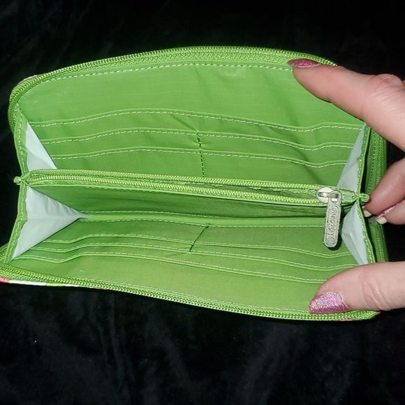 LeSportSac x Lilly Pulitzer She's A Piston Accordion Wallet Pink & Lime Green - Picture 5 of 11